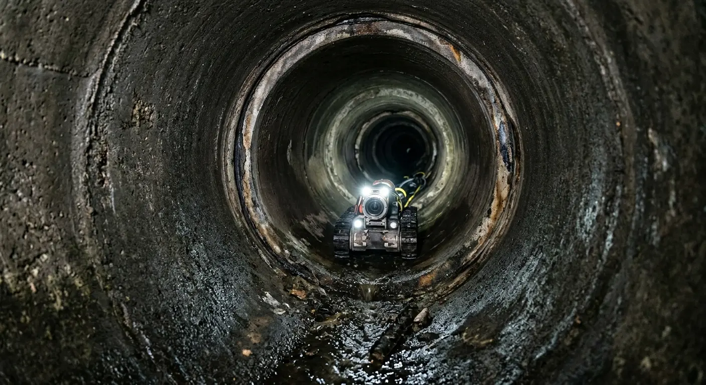 Robotic sewer camera inspecting pipe interior for Drain Snake Service in Ladera Ranch
